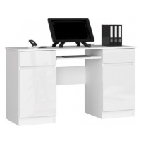 Počítačový stůl A5 - bílá/bílá lesk