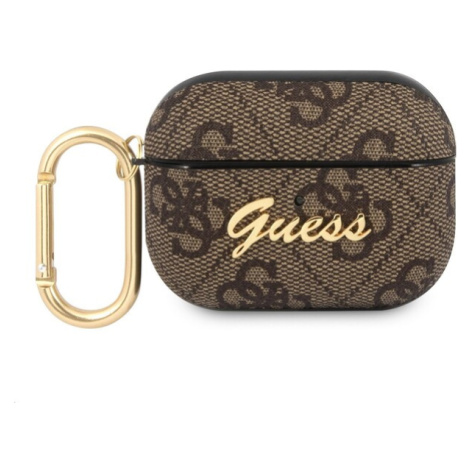 Guess 4G Script PC/PU pouzdro pro Airpods Pro hnědé