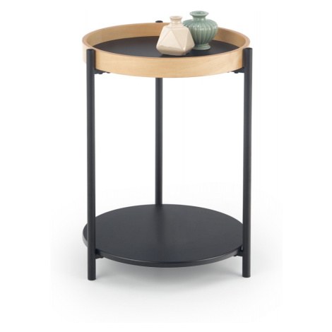 HALMAR Odkládací stolek Rolo černý/přírodní dub