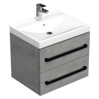 Koupelnová skříňka s černou úchytkou a umyvadlem SAT Cube Way 60x47,5x46 cm beton mat CUBE46C602