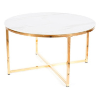 Konferenční stolek SOLMO bílý mramor/zlatá