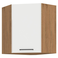 Horní rohová skříňka, bílá extra vysoký lesk HG/dub lancelot, VEGA 58x58 GN-72 1F