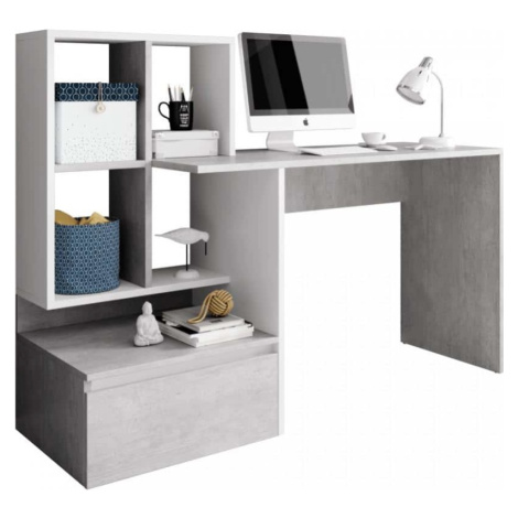 Tempo Kondela PC stůl NEREO - beton/bílý mat + kupón KONDELA10 na okamžitou slevu 3% (kupón upla
