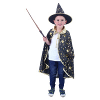 Destký plášť černý s kloboukem Čarodějnice/Halloween