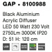 Nova Luce Decentní závěsné LED svítidlo Gap v bílé a černé barvě - pr. 510 x 70 x 1130 mm, černá