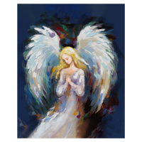 Obrazy na stěnu - Modlící se anděl s abstraktními křídly Rozměr: 40x50 cm, Rámování: bez rámu a 