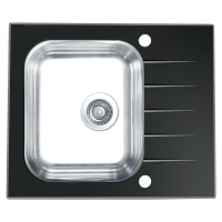 Alveus ALTONE 10 černá- sklo 650x500 mm - F Skleněný obdélníkový dřez Dřez s odkládací plochou