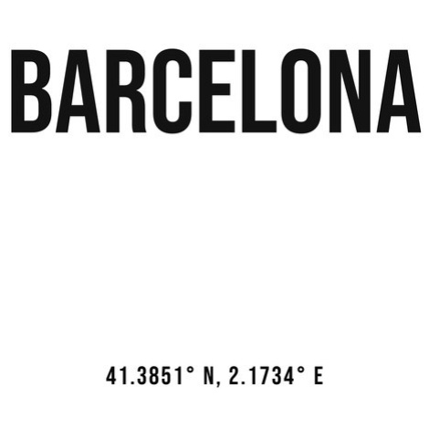 Ilustrace Barcelona simple coordinates, Finlay & Noa, 30 × 40 cm