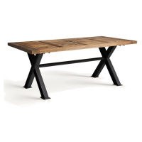 Estila Luxusní obdélníkový industriální jídelní stůl Inar s přírodní hnědou dřevěnou deskou a př