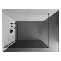 MEXEN/S KIOTO Sprchová zástěna WALK-IN 90x200 cm 8 mm, černá, kouřové sklo 800-090-101-70-40