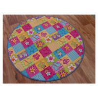 Dywany Lusczow Dětský kulatý koberec Butterfly & Flowers barevný