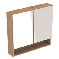 Geberit Selnova Square - Zrcadlová skříňka 850x788x175 mm, 2 dvířka, světlý ořech hickory 501.27