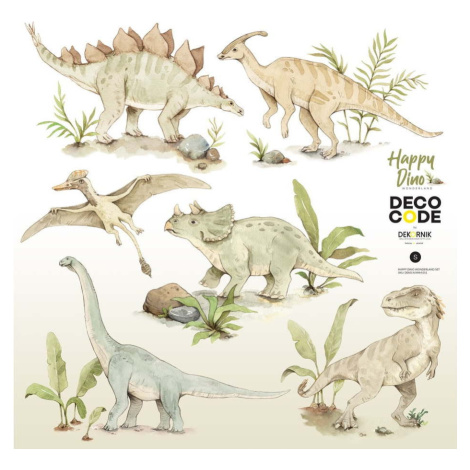 Sada nástěnných dětských samolepek s motivy dinosaura Dekornik Happy Dino, 70 x 70 cm