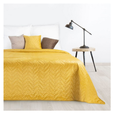 Kvalitní oboustranný přehoz na postel v zářivé žluté barvě