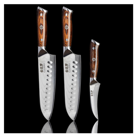 Gudaro-SADA 2x Santoku kuchyň. nůž FENG 7,5"+ 1xKuchyňský nůž na ovoce FENG 3,5" 2xGU0002+1xGU00