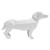 Matně bílá soška PT LIVING Origami Standing Dog, výška 20,8 cm