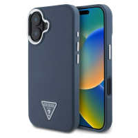 Guess PU Grained Triangle Logo kryt pro iPhone 16 modrý