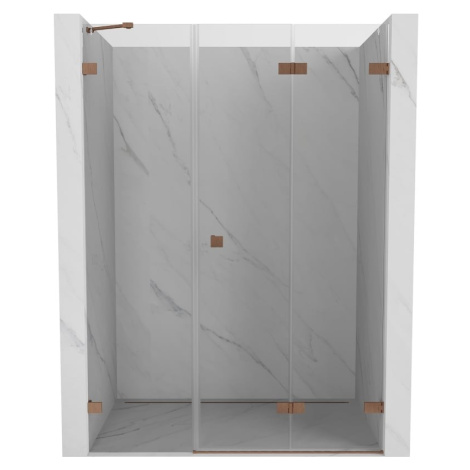 MEXEN/S Lunar-F skládací sprchové dveře pravé 115, transparent, měď kartáčovaná 836S-115-050-65-