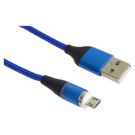 PremiumCord Magnetický micro USB a USB-C, nabíjecí a datový kabel, 1m, modrá - ku2m1fgb