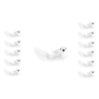 Sada 12 ks: Ptáček na klipu bílý 4,5 x 16 cm