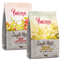 Míchané balení Purizon - bezobilné 2 x 400 g - Single Meat: kuřecí s květy heřmánku & hovězí s k