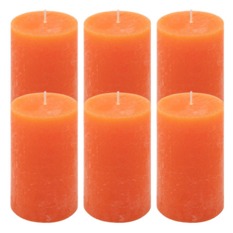 Oranžová parafínová svíčka rustikální 11,5 cm, 40 h, 6 ks