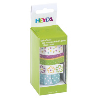 HEYDA samolepící washi papírové pásky - sada kytičky 1,5 cm x 5 m ( 4 ks )