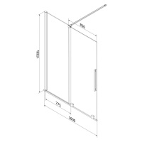 MEXEN/S Velar dvoukřídlá posuvná vanová zástěna 160 x 150 cm, dekor, zlatá 896-160-000-31-50