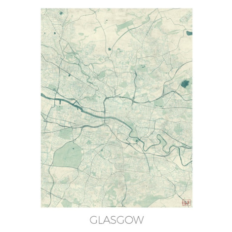 Mapa Glasgow, Hubert Roguski, (30 x 40 cm)