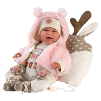Llorens 74028 NEW BORN - realistická panenka miminko se zvuky a měkkým látkovým tělem - 42 cm