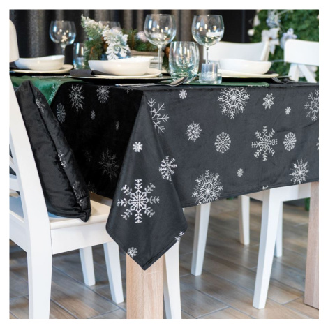 Vánoční ubrus na stůl SNOWFLAKE černá/stříbrná 110x160 cm Mybesthome