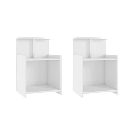 SHUMEE Noční stolky 2 ks bílé s vysokým leskem 40 × 35 × 60 cm dřevotříska, 806188
