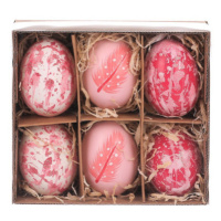 Velikonoční dekorace Malovaná vajíčka, 6 ks, růžová