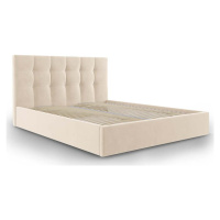 Béžová čalouněná dvoulůžková postel s úložným prostorem s roštem 160x200 cm Nerin – Mazzini Beds