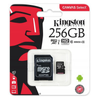 Kingston Paměťová Karta 256 Gb Micro Sd Class 10 S Adaptérem Na Sd