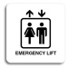 Accept Piktogram "emergency lift" (80 × 80 mm) (bílá tabulka - černý tisk bez rámečku)