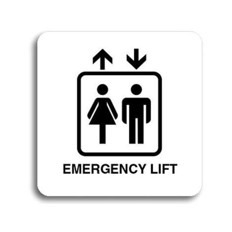 Accept Piktogram "emergency lift" (80 × 80 mm) (bílá tabulka - černý tisk bez rámečku)