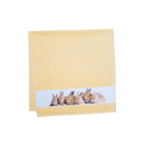 Dětský ručník 50x100 cm, motiv králíci, žlutý Asko