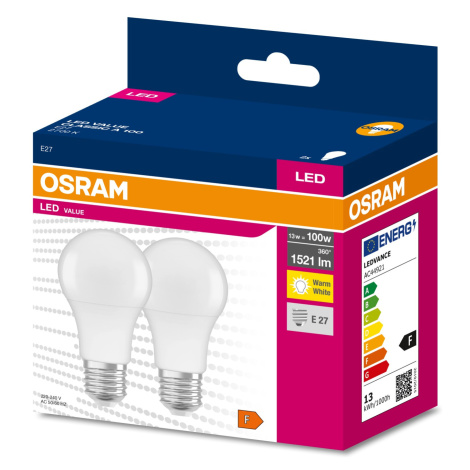 OSRAM LED žárovka VALUE CLASSIC A 100, A60, E27, 13W, 1521lm, 2700K, 2 ks