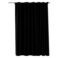 SHUMEE Zatemňovací závěsy s háčky vzhled lnu, 290 × 245 cm, černé
