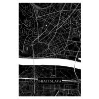 Mapa Bratislava black, 26.7 × 40 cm