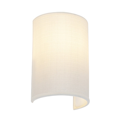Moderní nástěnná lampa bílá - Simple Drum Jute QAZQA