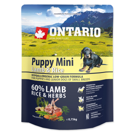 Ontario Puppy Mini Lamb&Rice granule 0,75 kg