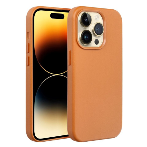 Smarty Leather Mag kryt s MagSafe iPhone 15 oranžový