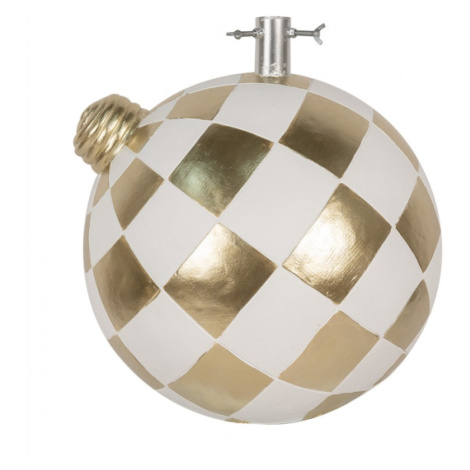 Zlato-bílý stojan na vánoční stromeček ve tvaru skleněné ozdoby – 42x42x44 cm Clayre & Eef