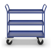 Kongamek Stolový vozík KM41, 3 etáže se zvýšenou hranou, d x š x v 1080 x 450 x 1000 mm, modrá, 