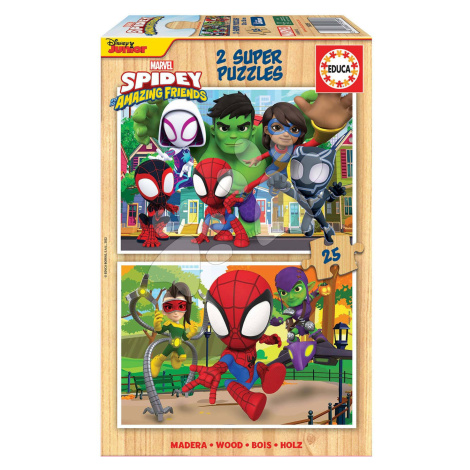 Dřevěné puzzle Spidey & his Amazing Friends Disney Educa 2 x 25 dílků