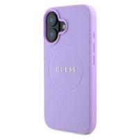 Zadní kryt Guess PU Grained Classic Logo MagSafe pro Apple iPhone 16, fialová