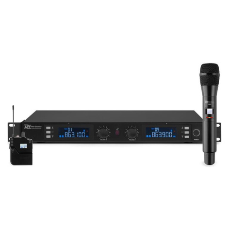 Power Dynamics PD632H 2X, 20 kanálová sada UHF bezdrátových mikrofonů, 1x ruční mikrofon, černá
