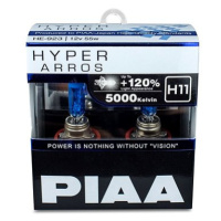 PIAA Hyper Arros 5000K H11 + 120%. jasně bílé světlo o teplotě 5000K, 2ks
